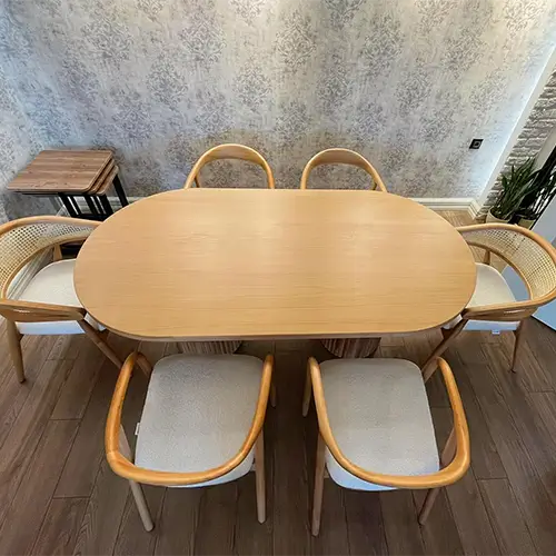 Oval Ahşap Masa _ yılan model ahşap sandalye saray imalat mobilya kayseri