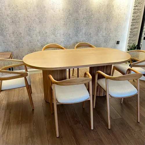 Oval Ahşap Masa _ yılan model ahşap sandalye saray imalat mobilya kayseri